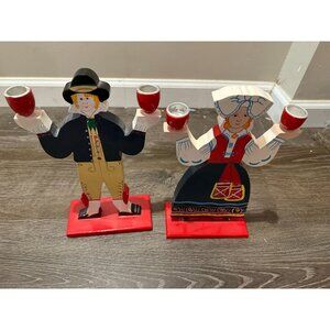 VTG 70s Handpainted Lizzie Velander for IKEA Swedish Man + Woman Couple Candle H